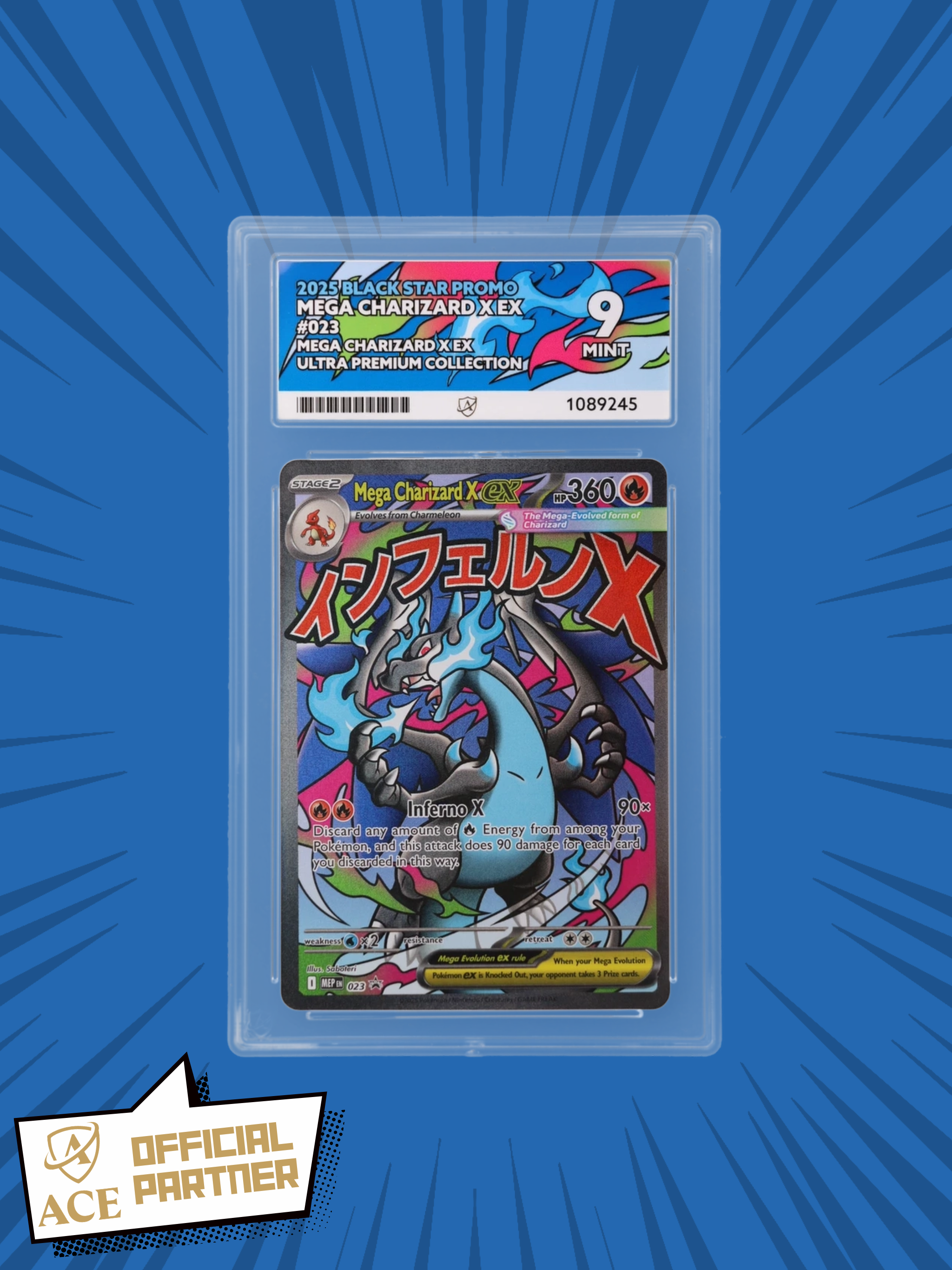 🔥 Mega Charizard X ex – Black Star Promo #023 - ACE 9 MINT
