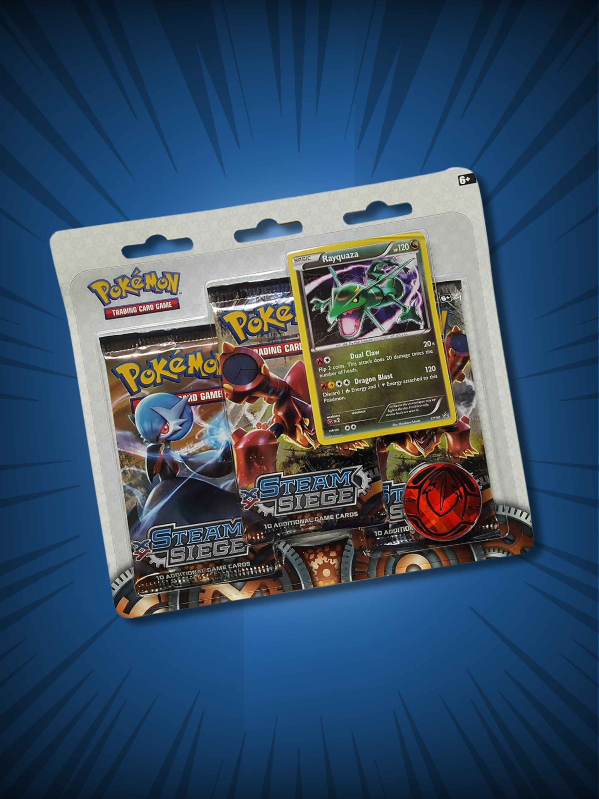 🇬🇧 Pokémon TCG: XY Steam Siege 3-Blister Pack (Rayquaza Promo & Victini Coin)