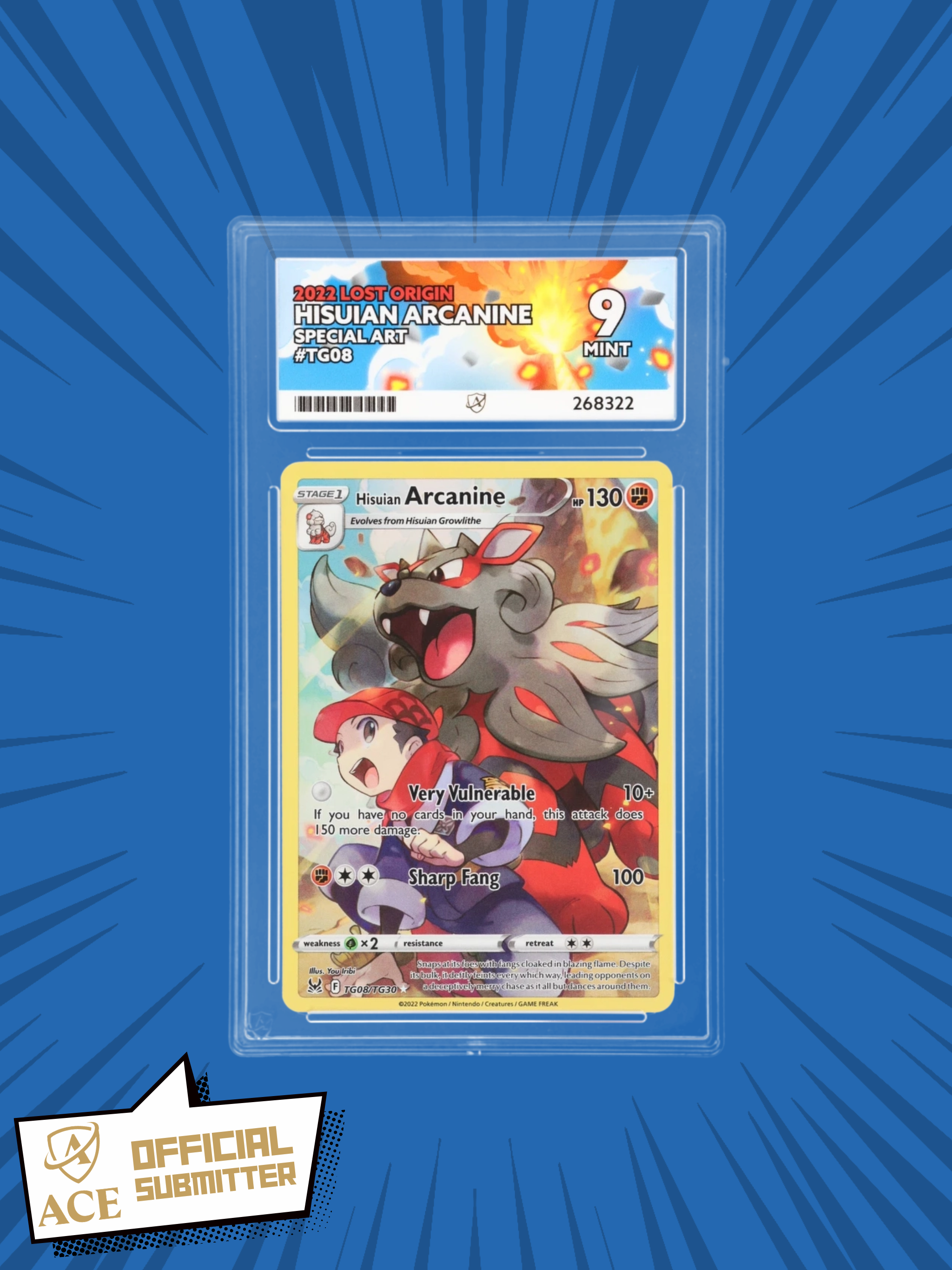 🔥 Hisuian Arcanine Special Art – Lost Origin Trainer Gallery (2022) – MINT 9