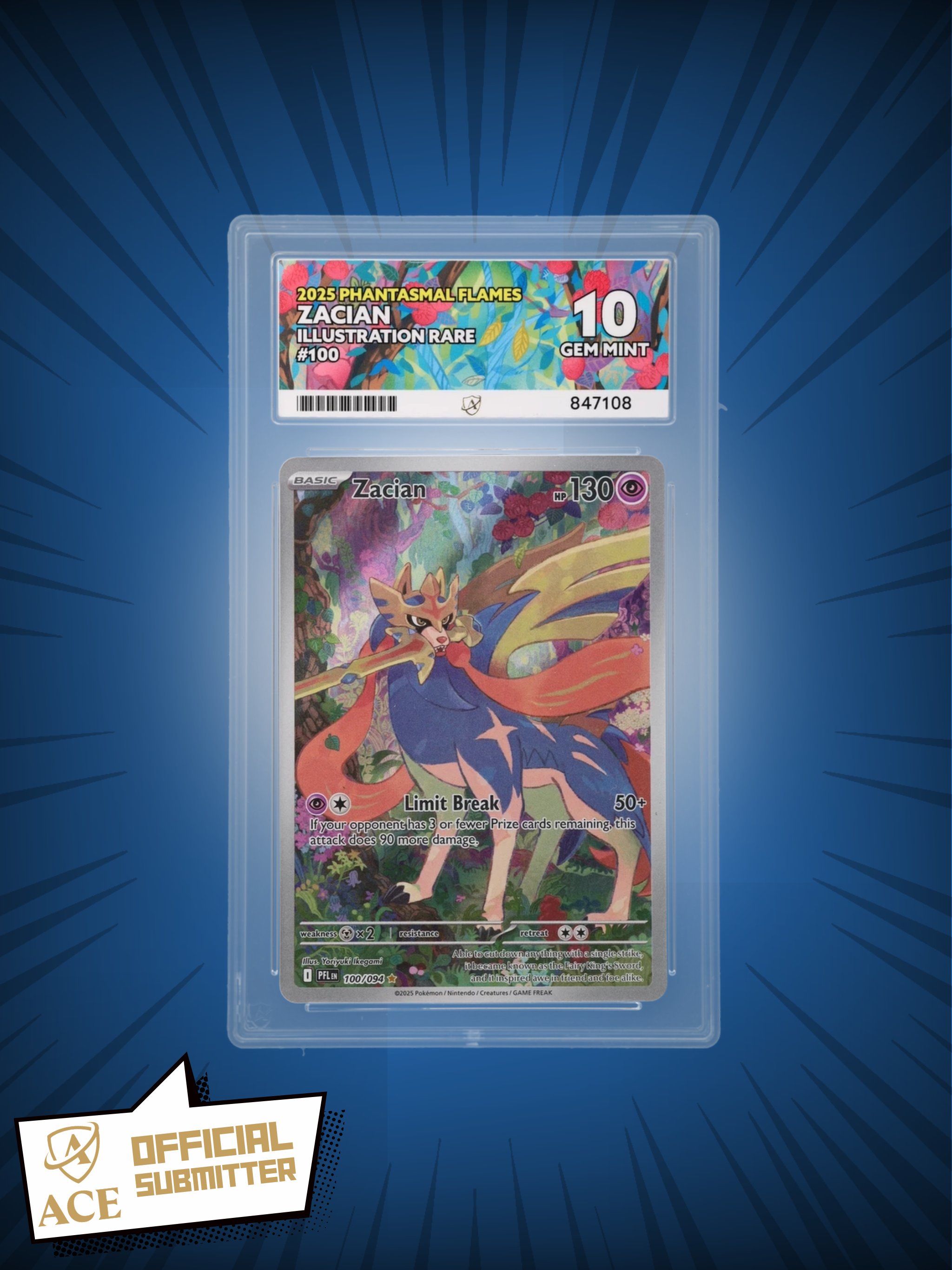 ⚔️ Zacian Illustration Rare – Phantasmal Flames (2025) – GEM MINT 10